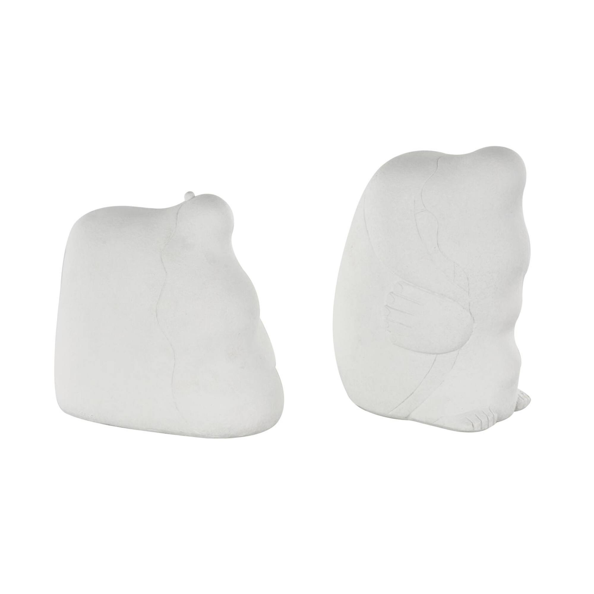 White Abstract Tucked Sitting People Sculpture Set